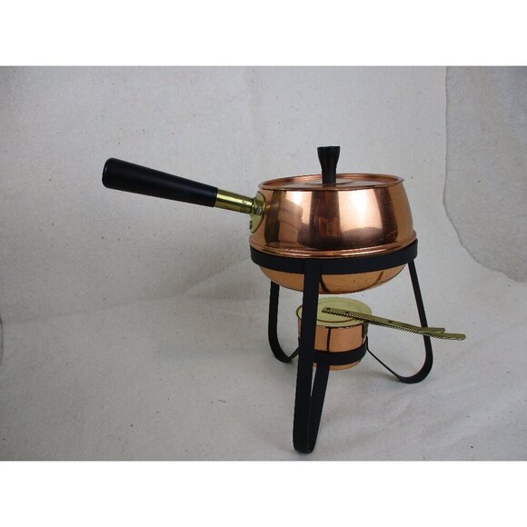 Copper Fondue pot, Sauce Pot, Chafing pot, vintage, Kitchenware, kitchen gadgets - Picture 1 of 7